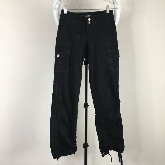 I AM GIA Black Ruching Adj Drawstring Hem Cargo Pockets Pant Jeans - Picture 4 of 12